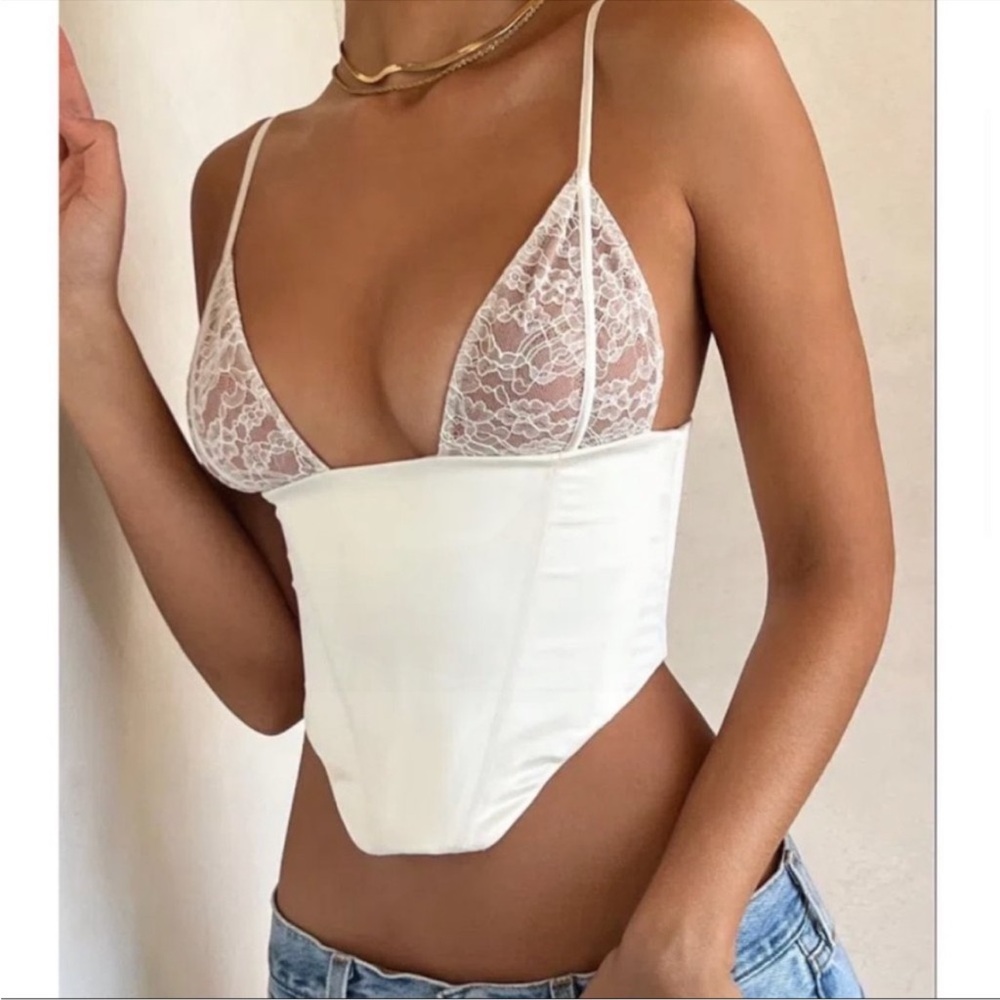 House of CB white corset with lace